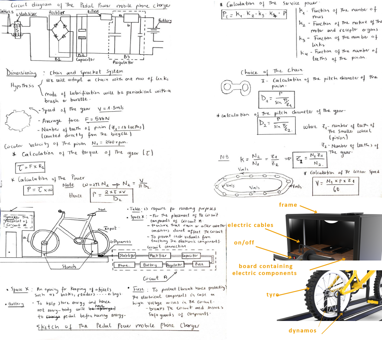 Engineering calculations showing power transmission and gear ratio analysis