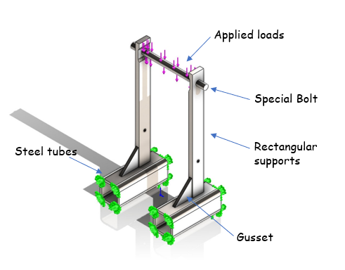 Detailed view of support structure showing critical load-bearing components